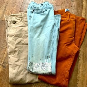 Girl’’s Jagger jeans 14/ Old Navy burnt corduroy 14/ Gap khaki 0